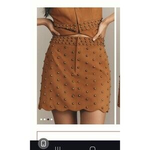 NWT Anthropologie Mare Mare Faux Suede Rivet-Trim Mini Skirt Size Medium